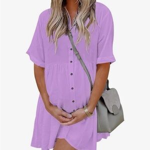 Purple Button-Down Dress